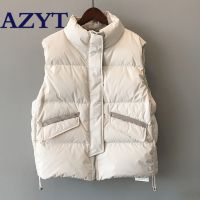 【YP】 Azyt 2022 algodão para baixo mulheres colete casaco listra engrossar inverno sem mangas jaqueta feminina moda à prova de vento quente mulher