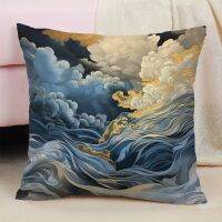 Wave pattern pillowcase, double-sided printing, Japanese style pillowcase, decorative pillowcase, childrens pillowcase