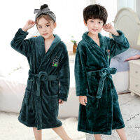 New Arrival Flannel Bathrobe for Boys and Girls Hooded Bear Bathrobes Kids Baby Dressing Gowns Children Winter Sleepwear 4-14T