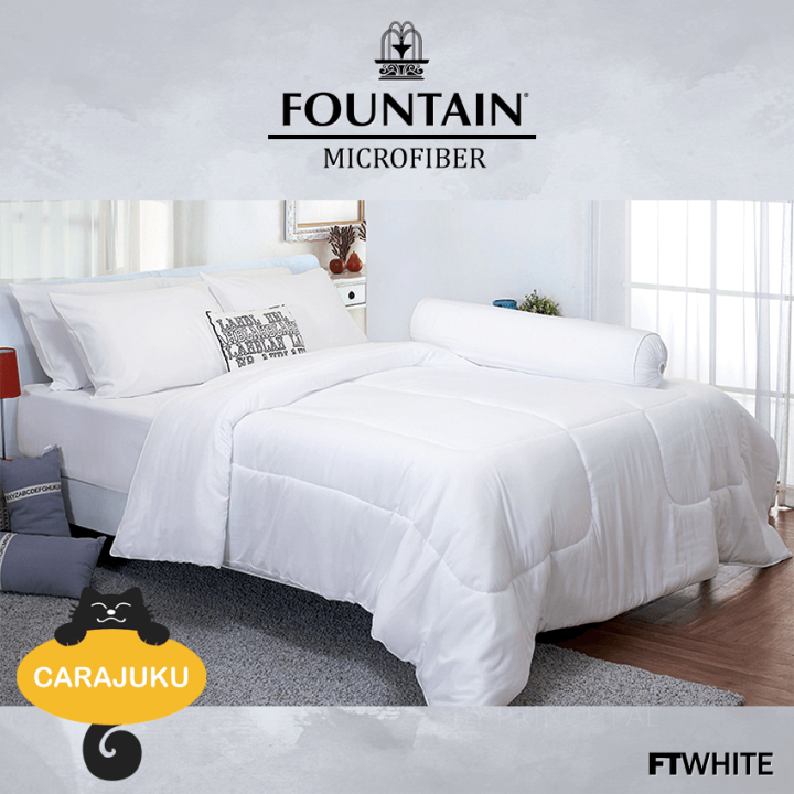 fountain-ชุดผ้าปูที่นอน-ผ้านวม-5-ฟุต-สีขาว-white-ftwhite-ชุด-6-ชิ้น-ฟาวเท่น-ชุดเครื่องนอน-ผ้าปู-ผ้าปูที่นอน-ผ้าปูเตียง