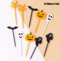 UNI 6/10pcs Cartoon Fruit Fork Toothpicks Food Selection Mini Bento Box Decoration ตกแต่งคริสต์มาส