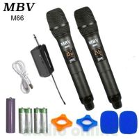 MBV ไมโครโฟน ไมค์ลอยคู่ แบบพกพา รุ่น M66 ชุดรับ-ส่งไมโครโฟนไร้สาย Wireless