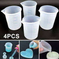 Mayitr 4Pcs ถ้วยตวงซิลิโคน100Ml กาวเรซิ่นสังเคราะห์ผสมเครื่องประดับ DIY เครื่องมือ