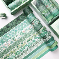 12PcsBox Retro Green Plant Washi Tape Set ing Scrapbook Journal Diary Decorative Adhesive Tape School Stationery Supplies