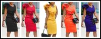 【YF】 Office Lady wooden ear bag hip pencil dress fashion petal sleeve ruffled African women summer temperament high str