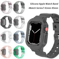 Sport Clear Bracelet Case + Band for Apple Watch Stretchy Solo Loop Silicone Strap Replacement Pour Correa iWatch Series7 4145mm