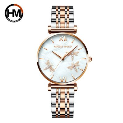 New Design Japan Akoya Pearl Shell Dragonfly Ladies Luxury Diamonds Scallop Stainless Steel Watches For Women Drop Shipping