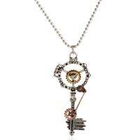 Steampunk Machinery Gear Key Pendant Chain Necklace Gothic Well coconut