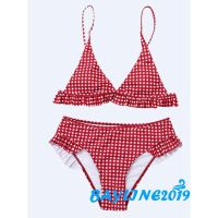 BAY-Womens Ruffle Plaid Bikini Set Push Up Swimsuit Bathing Suit Swimwear Beach Wear