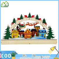 membersd Wood Bridge Village LED Wooden Ornaments Collectible Christmas Decorations Battery Operated Gifts For Holidays Festivals