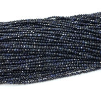 Veemake Blue Sapphire DIY Natural Necklace Bracelets Earrings Ring Faceted Small Round Womens Beads For Jewelry Making 06725