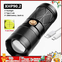 ไฟฉายสองหัว Led Xhp90.2,สปอตไลท์ไฟฉายแบบปรับขยายได้ที่ทำงานชาร์จไฟได้กันน้ำสีสดใสมาก