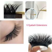 V type Flat EllipseEyelash ExtensionThickness 0.15mm V Type 1st Auto Blooming Ellipse Flat Double Tips V shape Eyelashes Extension