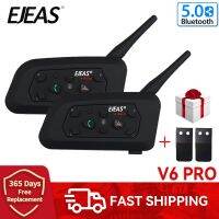 EJEAS V6 Pro หมวกกันน็อคอินเตอร์คอม6 Bluetooth5.0สำหรับผู้ขับขี่สื่อสารชิป CSR 2.4Ghz FM GPS แฮนด์ฟรีกันน้ำ