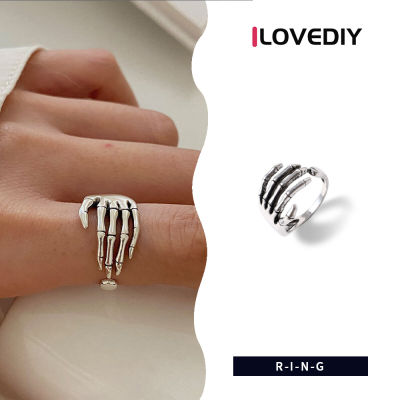 ILOVEDIY แหวนนิ้วหัวกะโหลกแบบสตีมพังค์ย้อนยุค,เครื่องประดับสำหรับงานปาร์ตี้หรือฮิปฮอปแบบมีเอกลักษณ์แหวนฮาโลวีน