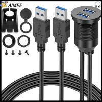 AIMEE รถจักรยานยนต์เรือ พอร์ตคู่ กลม แผงติดตั้งฟลัช สายต่อ USB 3.0 แผงหน้าปัดรถยนต์