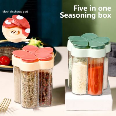 5 In 1 Kitchen Seasoning Box Jar Plastic Container Spice Organizer Outdoor Camping Seasoning Container Kitchen Gadget Sets