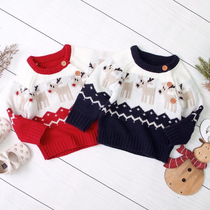 christmas-children-girls-boy-knitted-cartoon-sweater-round-neck-long-sleeve-loose-sweater-with-elk-pattern-for-spring-and-winter