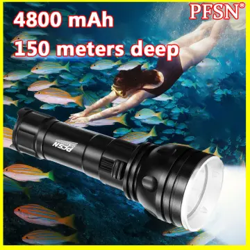 Scuba Diving Lights, PFSN DF-3000 Professional Underwater Flashlight 150m  Waterproof Dive Torch with Long Lasting