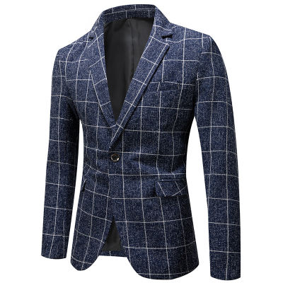 QBELY 2023 Mens ฤดูใบไม้ผลิฤดูใบไม้ร่วง Blazer แฟชั่นของผู้ชายลายสก๊อตเสื้อคลุมสูทชุดธุรกิจลำลองแบบบาง Fit สูทแจ็คเก็ตชายเสื้อผ้า Outerwear