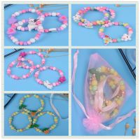 3Pcs/set Girls Jewelry Cartoon Wood Beads Bracelets Children Bracelets Cute Animal Fruits Bracelets Kids Bracelets Party Gift