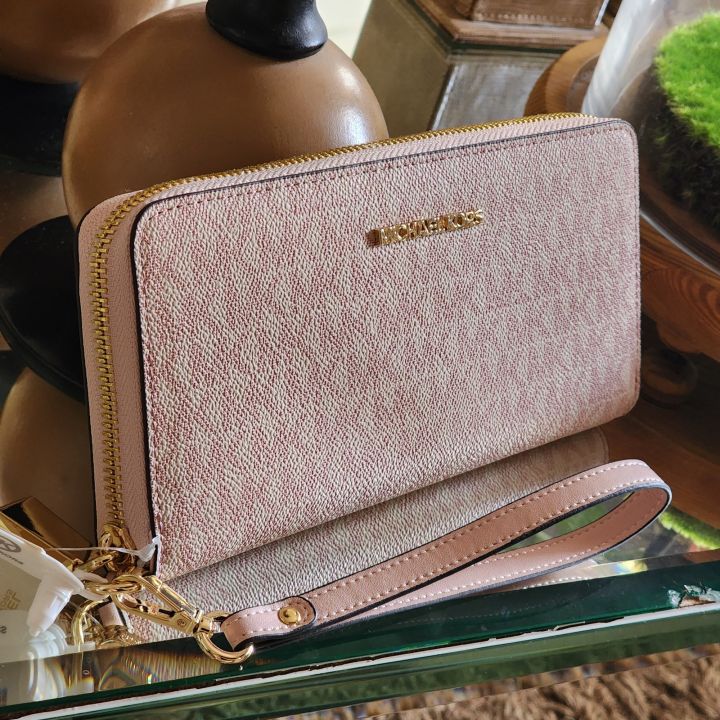 Leather wallet Michael Kors Pink in Leather  14610178