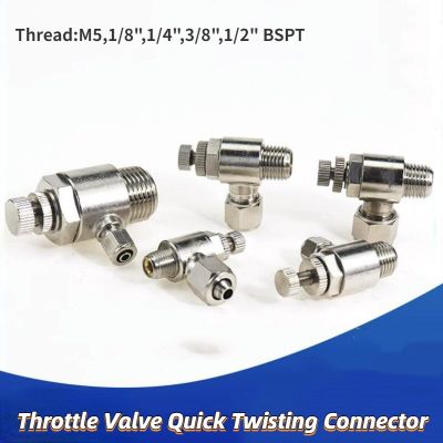 Throttle Valve Quick Twisting Joint SL 4-12mm Pneumatic Fitting Male Nickel Plated Brass Fit Hose Connector Pneumatic Fitting Pipe Fittings Accessorie