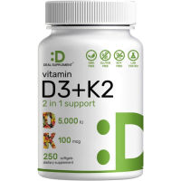 DEAL SUPPLEMENT Vitamin D3 K2 Softgel, 250 Count, 2-1 Complex(No.3216)