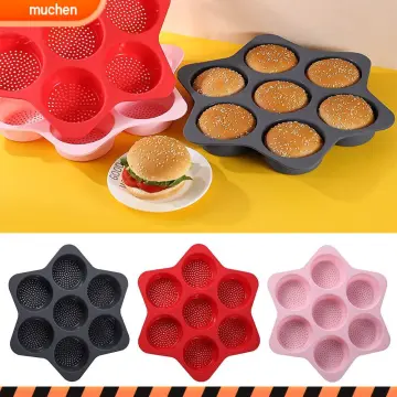 Burger Bun Pan 4/6 Cavity Bread Mold Muffin Top Pans Flexible Non