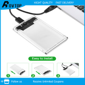 Rovtop HDD SSD Case Hard Drive 2.5 inch Transparent Box SATA 3 to USB 3.0 Enclosure for Household Computer Safety Parts Push and Pull Convenience