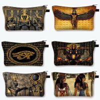 【CC】 Egyptian Print Makeup Egypt Pharaoh Anubis Toiletry Small Handbag Holder