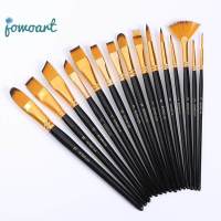 Jowoart 15 Pcs ชุดอุปกรณ์ศิลปะสีชุดแปรงกับกล่องดำสำหรับสีน้ำสีกวอชภาพวาดสีน้ำมันอะคริลิคแปรงวาดไนลอน