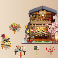 Diy Dollhouse Yoshimoto ร้านซูชิไม้ Handmade Building Model House พร้อมเฟอร์นิเจอร์ Dminiature บ้านตุ๊กตาของเล่น
