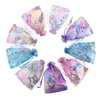 50 Pcs/Lot Colorful Organza Bags Jewelry Packaging Bags Wedding Candy Gift Bags Drawstring Bags Dried Flowers Spice Storage Bags