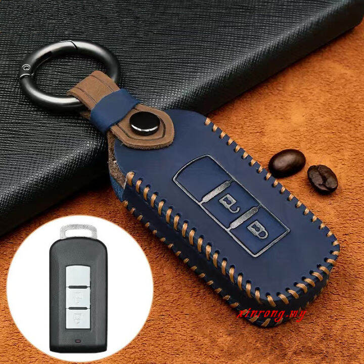 keyless-กุญแจรถยนต์รีโมทเคสป้องกันหนังปลอกกุญแจสำหรับโลโก้-mitsubishi-triton-outlander-mirage-asx-lancer-evo