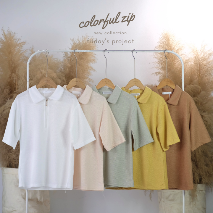 colorful-zip-เสื้อเนื้อผ้าไม่ต้องรีดมีซิบหน้า