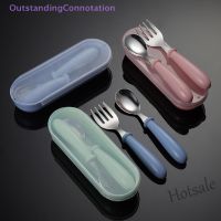 【hot sale】 ☑❖ C01 OutstandingConnotation Baby Feeding Tableware Set Children Utensil Stainless Steel Toddler Dinnerware Cutlery Cartoon Infant Food Feeding Spoon Fork New