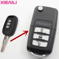 XIEAILI OEM 3ปุ่มดัดแปลงรีโมทพลิกพับได้ที่เก็บกุญแจสำหรับ Chevrolet Captiva ปลอกกุญแจรีโมท S4