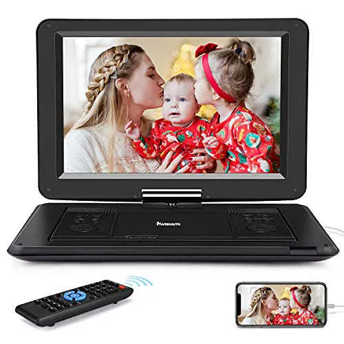 NAVISKAUTO 16" Portable DVD Player with HDMI Input, 14" Swivel Screen