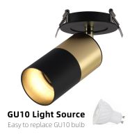 ZZOOI Vintage GU10 Replaceable 6W Embeded LED Ceiling Track Downlight 360° Rotatable White Black Gold Copper Wall Spot Light