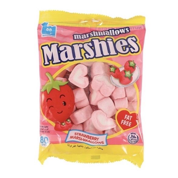 thebeastshop-x3-80ก-มาร์ซี่-marshies-ขนม-มาร์ชเมลโล่-สตรอเบอร์รี่-มาซเมลโล่-ขนม-ขนมกินเล่น-ขนมทานเล่น-marshmallow