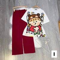 #พร้อมส่ง ชุดเซ็ต Cartoon ขายาวสีแดง (ผ้าดี ใส่สวย)