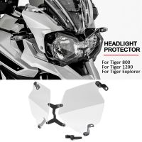 ¥✌ไฟหน้ารถจักรยานยนต์ป้องกันสำหรับ Tiger 800 XC XCX XCA XR XRT XRX 2011-2018 1200 Explorer ที่คลุมหลอดไฟป้องกันอะคริลิค