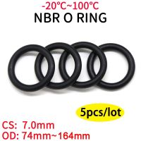 Hccdpqd โอริงปะเก็นซีลวงแหวน NBR หนา7Mm OD 74 164มม. ยางไนไตรล์บิวทาไดอีนสเปเซอร์กันน้ำมันเครื่องซักผ้าทรงกลมสีดำ5ชิ้น