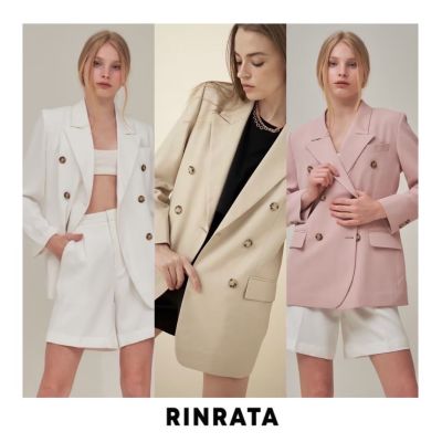 RINRATA - Becca Blazer เสื้อสูท แจคเกต กระดุม 6 เม็ด อยู่ทรง ทรงโอเวอร์ไซส์เล็กน้อย เสื้อเที่ยว ทำงาน Jacket Blazer สูทแฟชั่น สูท