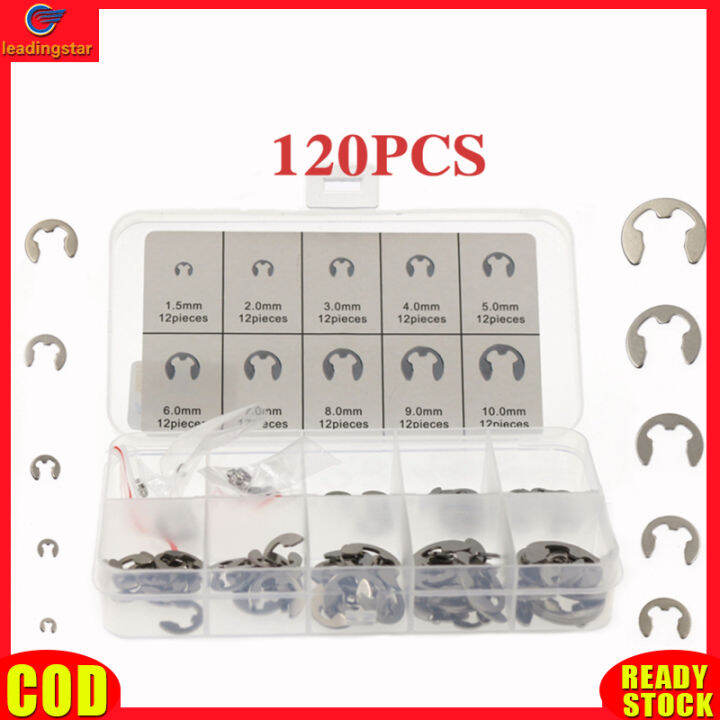 leadingstar-rc-authentic-120-200-pcs-stainless-steel-e-clip-washer-assortment-kit-circlip-retaining-ring-for-shaft-fastener-m1-5-m10