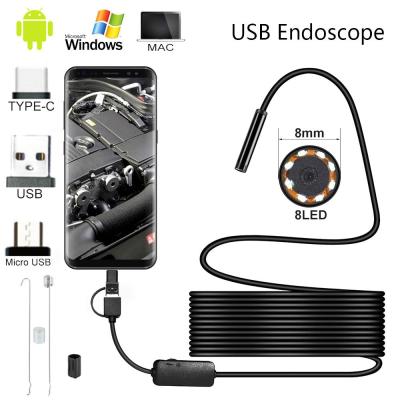 3 in 1 10/1/5/3/2/1 เมตร USB endoscope borescope 6 LED กันน้ำงูกล้องสำหรับ Mac Windows IOS Android มาร์ทโฟนโทรศัพท์มือถืออุตสาหกรรม endoscope