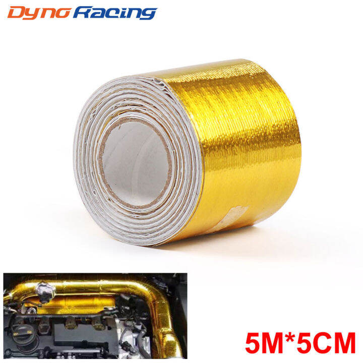5mx5cm Aluminum Foil Thermal Exhaust Tape Air Intake Heat Reflective Tape Gold High Temp Heat
