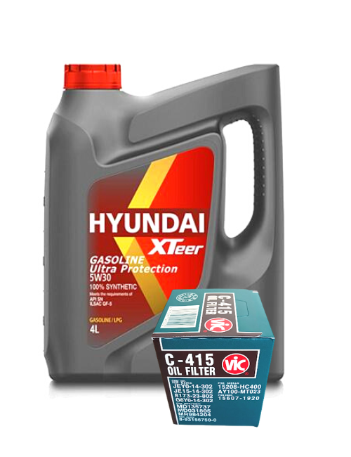Hyundai Xteer Gasoline Ultra Motor Oil 100% Percent Synthetic with Vic ...