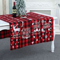 Christmas Table Runner Buffalo Plaid New Years Tablecloth Dinner Table Decor Elk Xmas Wedding Decoration 2022 christmas navidad